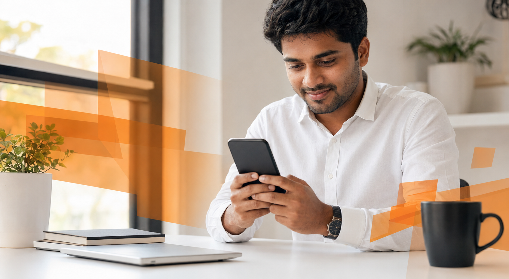 Sri Lankan professional using a smartphone for finance